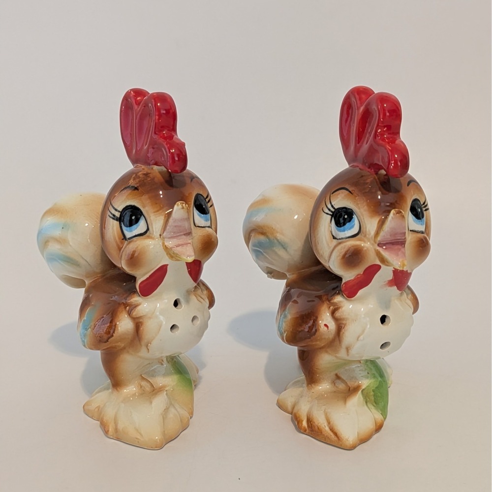 Vintage Norcrest Kitschy‎ Anthropomorphic Rooster Salt And Pepper Shakers